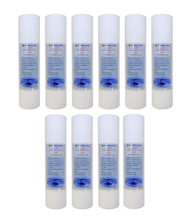 Confezione da 10 filtri per sedimenti - Cartuccia standard in polipropilene da 10 pollici 20M